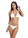 zeraca Women's String Triangle Bikini Swimwear (L14, White)