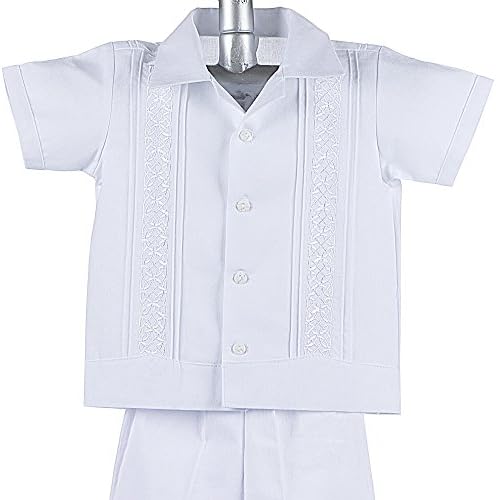 Boys Guayabera Shirt, Boys Baptism Shirt w/ Pants Set, Mexican Wedding Shirt, Cotton Guayaberas, style 910 (1 YR)
