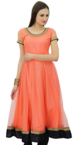 Bimba Flaired Net Anarkali Dress Solid Kurta Kurti Indian Tunic Custom Clothing