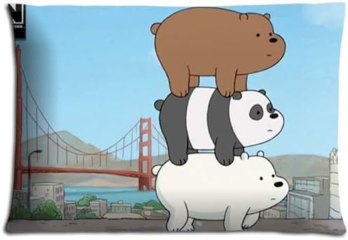 Shrink Resistant Zippered Cotton Polyester We Bare Bears Cushion Pillow Protector Cases Patterns 20x30 inch 50x76 cm