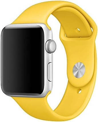 Apple Watch Band, Weaoren Soft Silicone Replacement with Stainless Steel Pin Sport Band for 42mm Apple iWatch M/L ( Yellow )