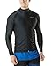 TSLA TM-MZS03-BLK_Large Men's UPF 50+ Zip Front Long Sleeve Top Rashguard Swimsuit MSZ03