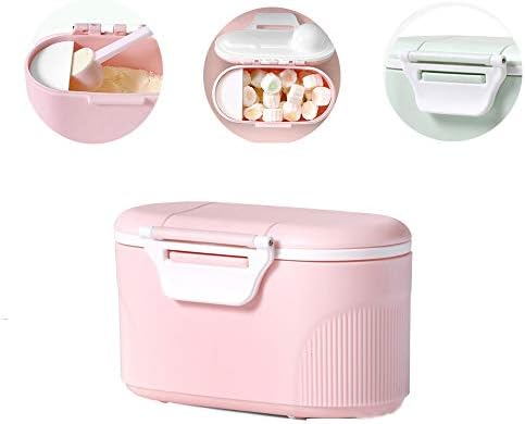 Travel Infant Formula Dispenser Box with Scoop, Portable Baby Dry Milk Powder Food Container with Spoon Airtight Storage Easy go Parents Choice Sealed Small Case,Pink