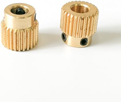 Samje MK8 Extruder Brass Drive Gear Feeding Wheel Pulley 26Teeth 26T Bore 5mm for 1.75 Filament Makerbot Reprap Prusa 3D Printer (Pack of 2pcs)