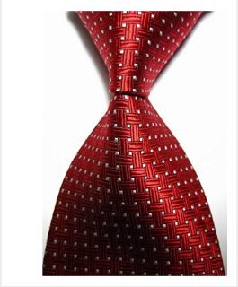 EXT Collectino 100% Silk Necktie, New Classic Weave Style Red White Dot Fashion Trendy Chick Elegant Formal Business Tie JACQUARD WOVEN Men's Suits Groom Wedding Marriage Party Ties