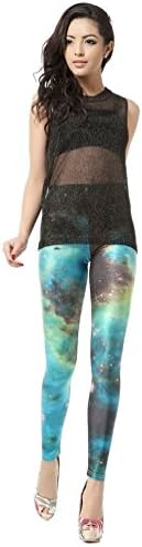 Sexy Green Galaxy Space Printed Pants High Waist Leggings (Size L)