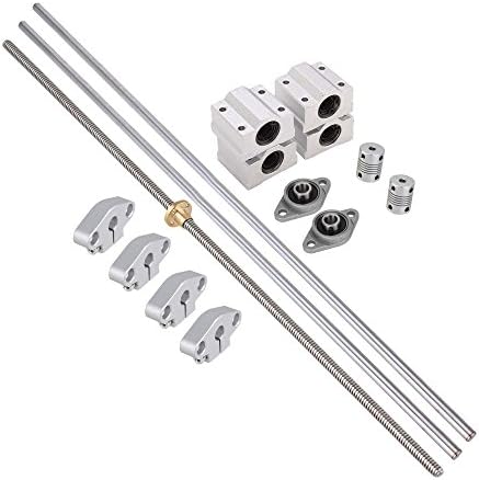 CNBTR 500mm Vertical Optical Axis &amp; 2mm Lead Screw Dual Rail Shaft Support Pillow Block Bearings &amp; Flexible Shaft Coupling Set of 15