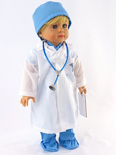 Blue Dr. Doll Medical Scrubs With Accessories | Fits 18" American Girl Dolls, Madame Alexander, Our Generation, Etc. | 18 Inch Doll Clothes (608912935399)