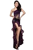 ZLTdream Women's Latin Dance Oblique Top And Dovetail Split Skirt 2PCS/Set