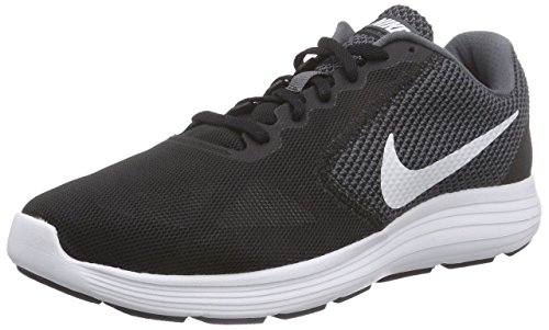 Nike Wmns Revolution 3 Women Round Toe Synthetic Running Shoe Dark Grey/White/Black 9.5 D - Wide