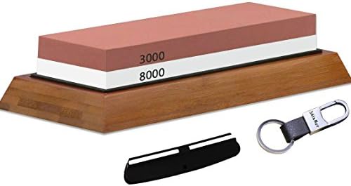 ShinMor Whetstone Sharpening Stone Knife Sharpener 3000/8000 Grit Wooden Holder and Knife Guide