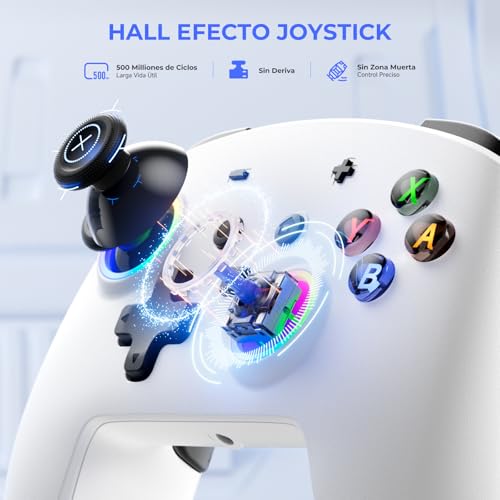 ECHTPower 2026 Mando para Switch 2, Hall Joysticks, Despertar de Switch 2 / NS1, Turbo, Botones Traseros, Luz RGB, Vibración y Giroscopio, Mando Pro Inalámbrico para Switch 2/1/PC/iOS/Android