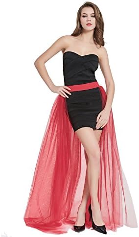 Women's 4 Layers Overlay Long Tulle Skirt Overskirt Floor Length Tutu for Wedding Party (Red Wine)