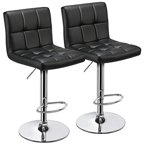 Yaheetech Bar Stools Set Of 2 Modern Adjustable Kitchen Island Chairs Counter Height Barstools Swivel Pu Leather Chair Black 30 Inches X Large Base And Seat Pricepulse