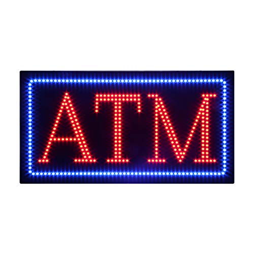 LED ATM Open Light Sign Super Bright Electric Advertising Display Board for Business Shop Store Window Bedroom Decor 24 x 12 inches