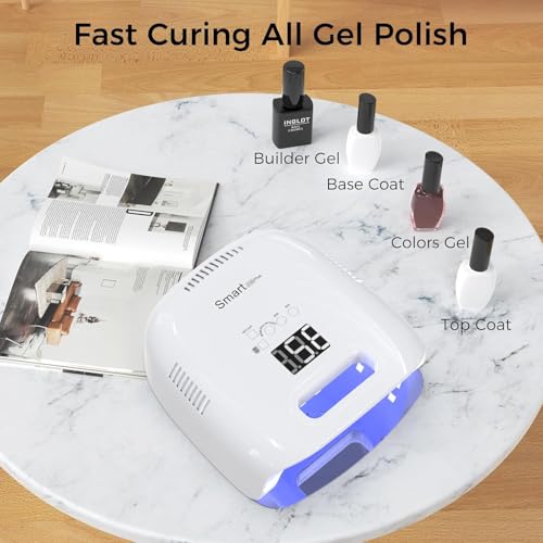 Cordless Rechargeable UV Nail Lamp, 60W Professional UV Light for Gel Nails with Metal Base, Portable Wireless LED Nail Dryer Fast Charger Curing Lamp 3 Timers for Salon or Home