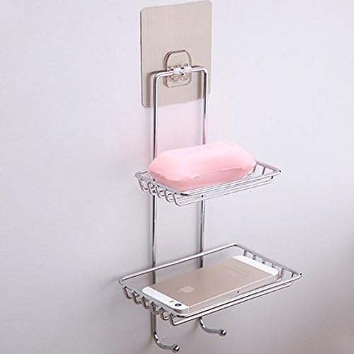 Medylove Strong Stainless Steel soap dish With Non-Trace Self-Adhesive Holder For Bathroom & Kitchen (Double-deck)