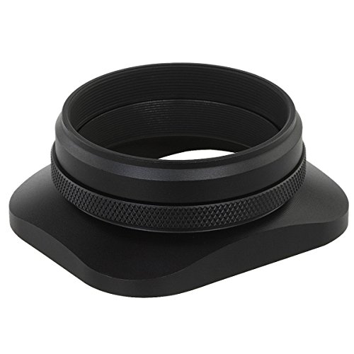 Haoge LHE3T Square Metal Lens Hood Shade with 49mm Adapter Ring for
