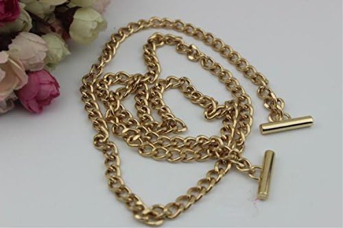 GH8 Head of Round bar Chains 39/43/47 inch Long Silver/Golden Tone Mini Purse/Shoulder/Cross Body Bag Replacement Metal Strap (47 inches, Golden)