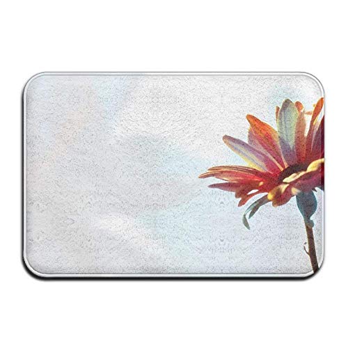 HUVATT 3D Yellow Flower Home Door Mat Super Absorbent Antiskid Front Floor Mat,Soft Coral Memory Foam Carpet Bathroom Rubber Entrance Rugs for Indoor Outdoor 23.6 x 15.7 inches