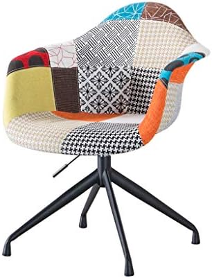Computer Chair Color Mosaic Burlap Chair Lounge Chair Office Visitor Chair Household Dining Table American Light Desk Chair Personalized Fixed Lift (Color : ORANGE, Size : B)