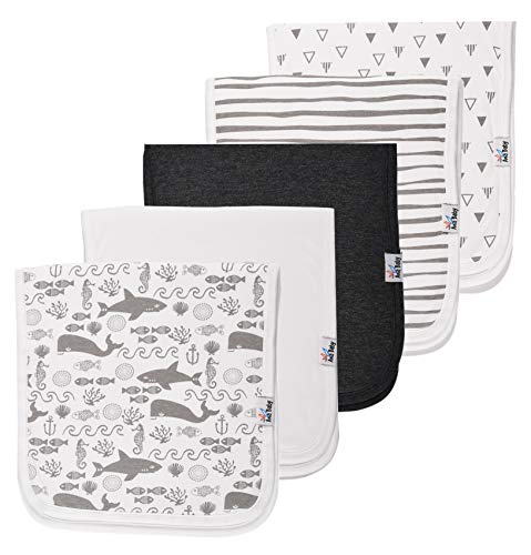 Ana Baby 100% Organic Baby Burp Cloth Large 21''x10'' Size, Premium Absorbent Triple Layer Burping Rags 5 Pack for New Born Baby Girl or Boy Gift Set (Burp Cloth Grey)
