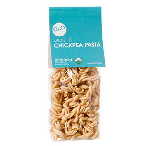Olo Organic Chickpea Pasta - 2-Pack 8.82 oz Plant-Based, Bronze-Cut Pasta - High Protein Gluten-Free - LACCETTI - Ideal for Healthy and Quick Meals - Crafted in Italy