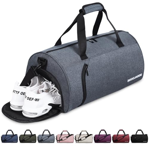 BECOJADDE Sporttaschen für Damen und Herren, 35L Reisetasche Duffel Bag Übernachtungstasche mit Schuhfach & Nassfach, wasserdichte Handgepäcktasche für Sport, F