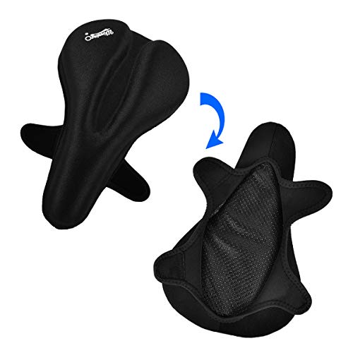 WINNINGO Gel Bike Seat Cover - Soft Gel Bicycle Saddle Cushion for Narrow Seat Mountain Saddle with Magic Sticker Strapped, Elastic Fabrics - Thumbnail 4