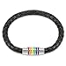 (2pcs) Black Braided Leather Bracelet with 