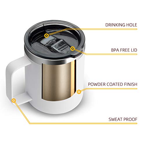 ALOUFEA 12oz Stainless Steel Insulated Coffee Mug with Handle, Double