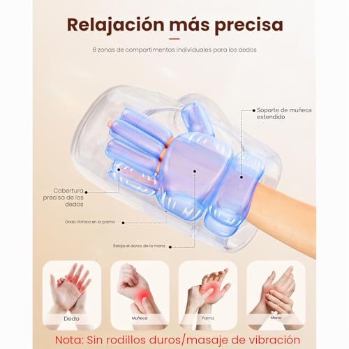BOB AND BRAD Hand Massager with Heat and Compression, Individual Finger Massage, Relief for Arthritis and Carpal Tunnel Syndrome, Relaxation at Home/Office, Gift for Men and Women