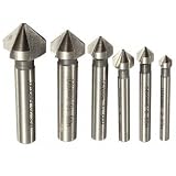 3 Flute 90 Degree HSS Chamfering Tool Bit Countersink Drill Bit for Metal Pack of 6pcs