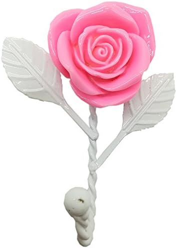 WISHAVE Curtain Hook Ceramic Flower Wall Decorative Clothes Coat Hat Metal Hanger (Pink)