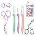 Eyebrow Razor 3 PCS, Eyebrow Comb Scissor & Tweezers Set for Eyebrow Grooming Foldable Trimmer Kit (5 Count in 1 Pack)