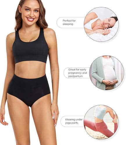 wirarpa Women's Waist-High Briefs, Microfibre Panties, Briefs, Underwear with High Waist, Ultra Soft