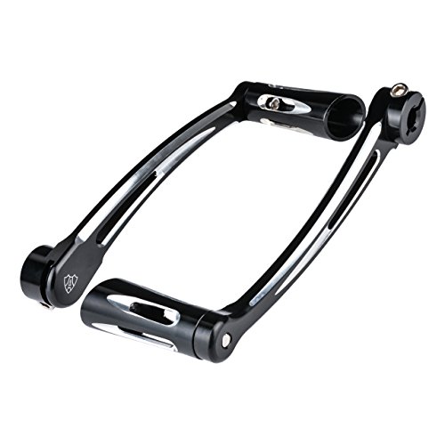 TUINCYN Motorcycle CNC Deep Cut Heel Toe Levers with Front Rear Shift Levers Shifter Pegs Black Chrome for Harley Touring FLT FLH 1997-2017
