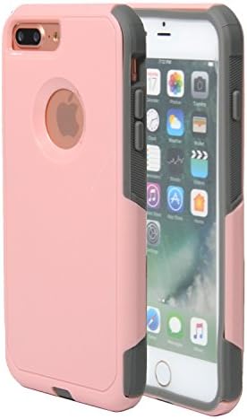 iPhone 8Plus &amp; 7Plus case,Chanroy Heavy Duty Dual Layer Slim-fit Ultra-thin Cover for iPhone 8Plus &amp; 7Plus 5.5 inch(Pink on Gray)