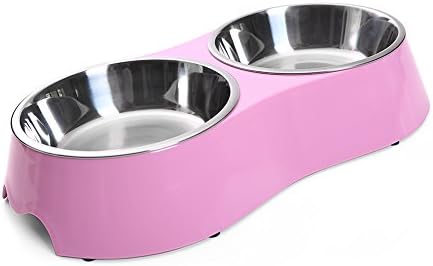 WZPB Dog Bowl Cat Bowl Stainless Steel Double Diner Food Water Bowl for Puppy and Cat