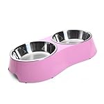 WZPB Dog Bowl Cat Bowl Stainless Steel Double Diner Food Water Bowl for Puppy and Cat