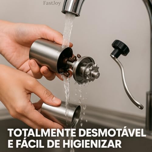 Moedor de Café Manual em Aço Inoxidável Portátil com Manivela Ajustável Com Ajuste de Moagem Premium