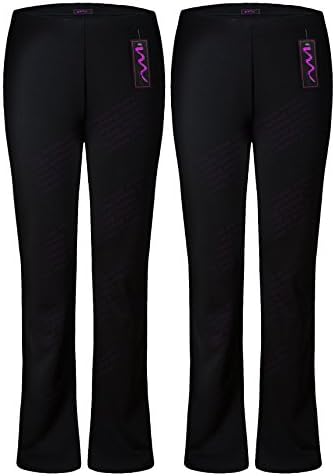 New Ladies Stretch Trousers Pack of 2 Bootleg Stretch Ribbed Trousers Black Size 8-26