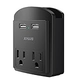 Wall Mount Charger,XPLUS 2 USB Charging Ports (2.4A) & 2 AC Outlet Plugs, Surge-