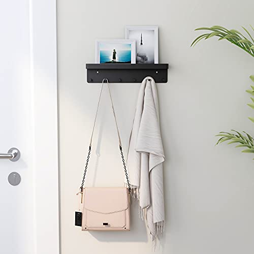 VAOHAI Key Holder for Wall Decorative, Mail Organizer Key Hooks Wall Mount, Key and Mail Holder for Wall Adhesive, 6 Hooks Key Racks, Black