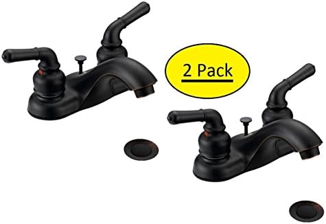 Beautiful Stylish Elegant 2 Pack Bathroom Vanity Faucet With 2 Handles With A Matching Pop-Up Drain with Matching Trim In An Oil Rubbed Bronze Finished Perfect For Any Home Or Office