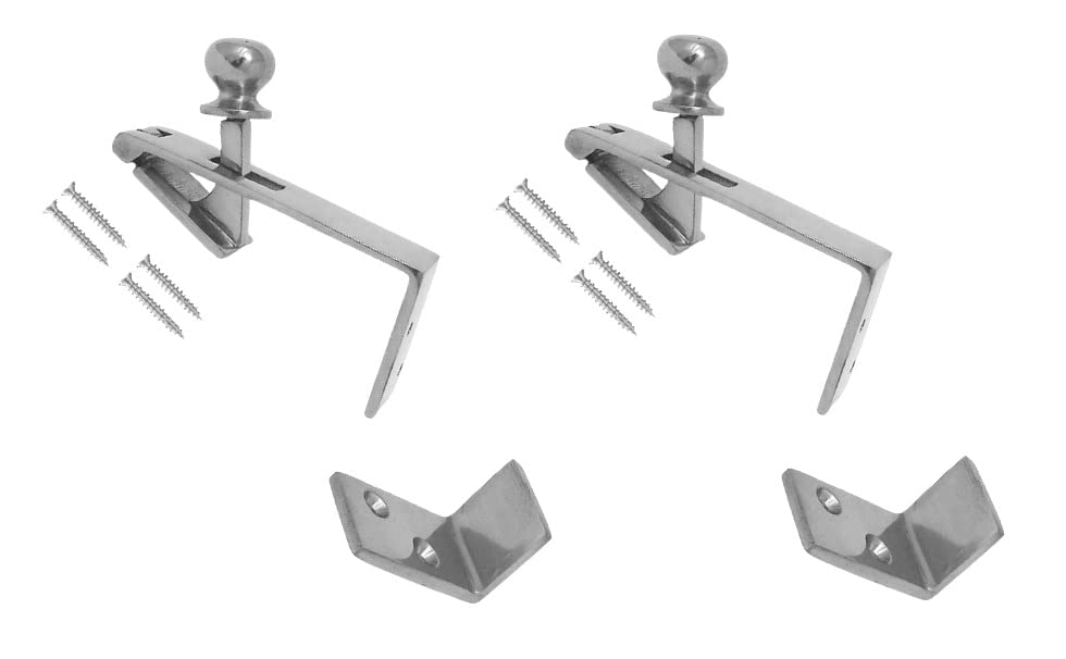 TERF® Polished Chrome Counter Flap Catch and Stay Bar Shop Counterflap Catch including Fixing Screw - Pack of 2