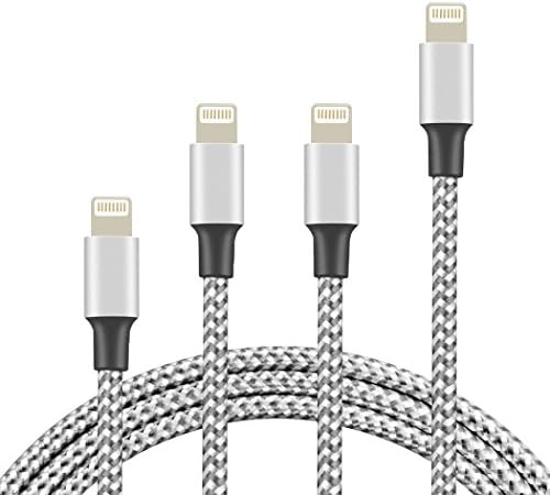Xpener iPhone Charger, 4Pack 3FT 6FT 6FT 10FT Nylon Braided iPhone Lightning Cbale to USB Charger Cord for iPhone X 8 7 Plus 6S 6 SE 5S 5C 5, iPad 2 3 4 Mini Air Pro, iPod Nano 7