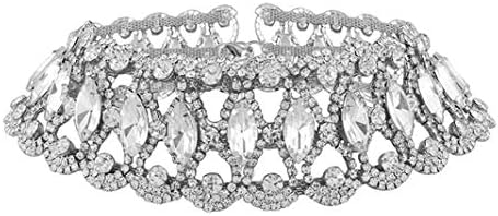 Underleaf Women's Short Diamond-studded Choker Necklace Crystal Flower Pattern Clavicle Necklace(silver)