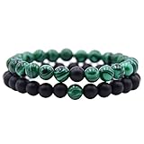 wintefei 1Pc/2Pcs 8mm Fashion Faux Pumice Stone Malachite Bracelet Couple Accessory 3#