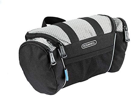 XPhonew Bike Basket, Bicycle Handlebar Bag Front Frame Pack Bike Top Tube Pouch Pannier Accessories Bicycle Cycling Package with Shoulder Strap for Mountain Road MTB Bike (Black & Gray)